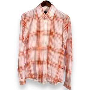 Hugo Boss Pink & White Check Button Up Dress Shirt M